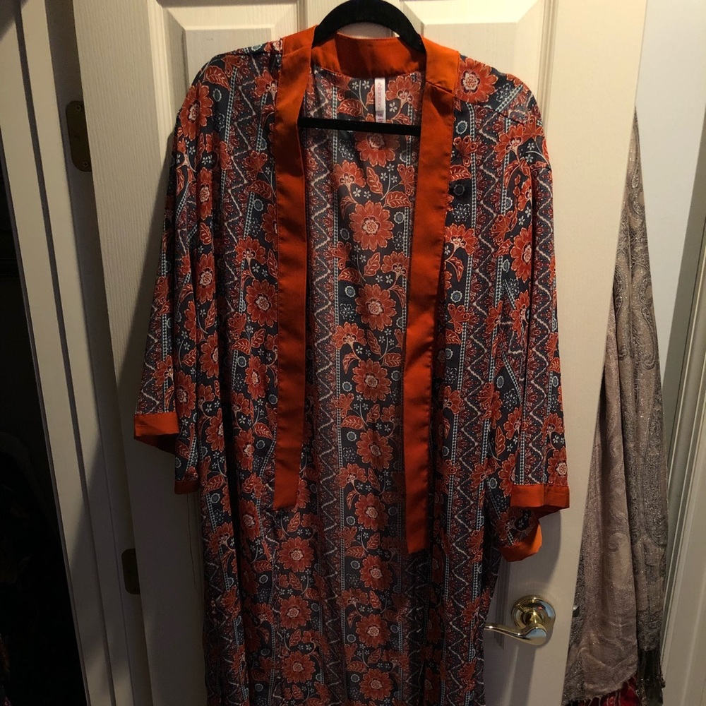 orange floral kimono